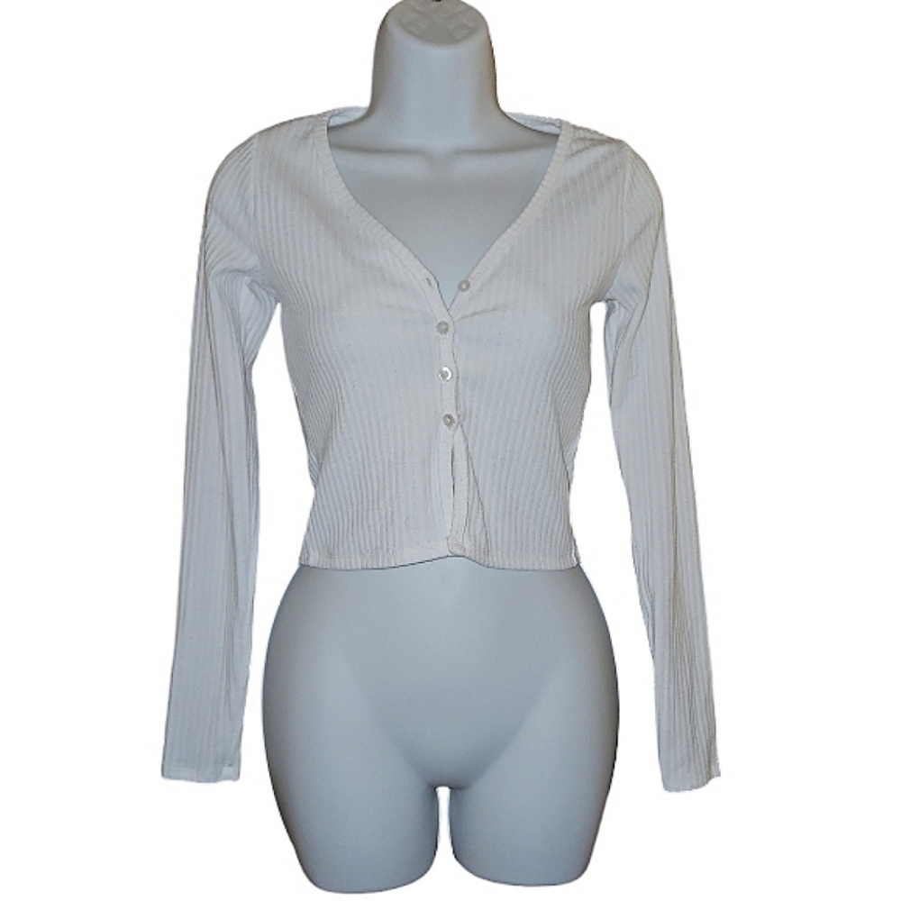 Hollister - Cropped White Button Up - XS